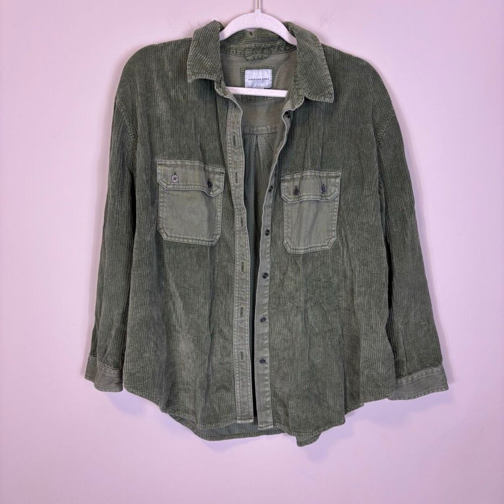 American‎ Eagle Green Corduroy Oversized Shirt Women's Medium
